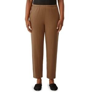 Eileen Fisher Cozy Brushed Terry Tapered Ankle Pull Up Pants Size Large Hazel